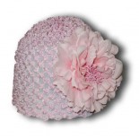 Pink girl crochet knitted beanie / hats with attached flower - Babies Accessories