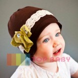 Chocolate Opal Petals On Lace Beanie/Hat - Baby Girls Clothes