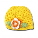 Yellow Lemons girl crochet knitted beanie / hats with attached flower - Babies Accessories