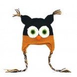 Black/Mustard Owl Hand knitted beanie / hats - Babies Accessories