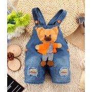 Teddy Bear Patch Jeans Overalls
